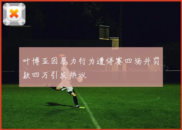 叶博亚因暴力行为遭停赛四场并罚款四万引发热议